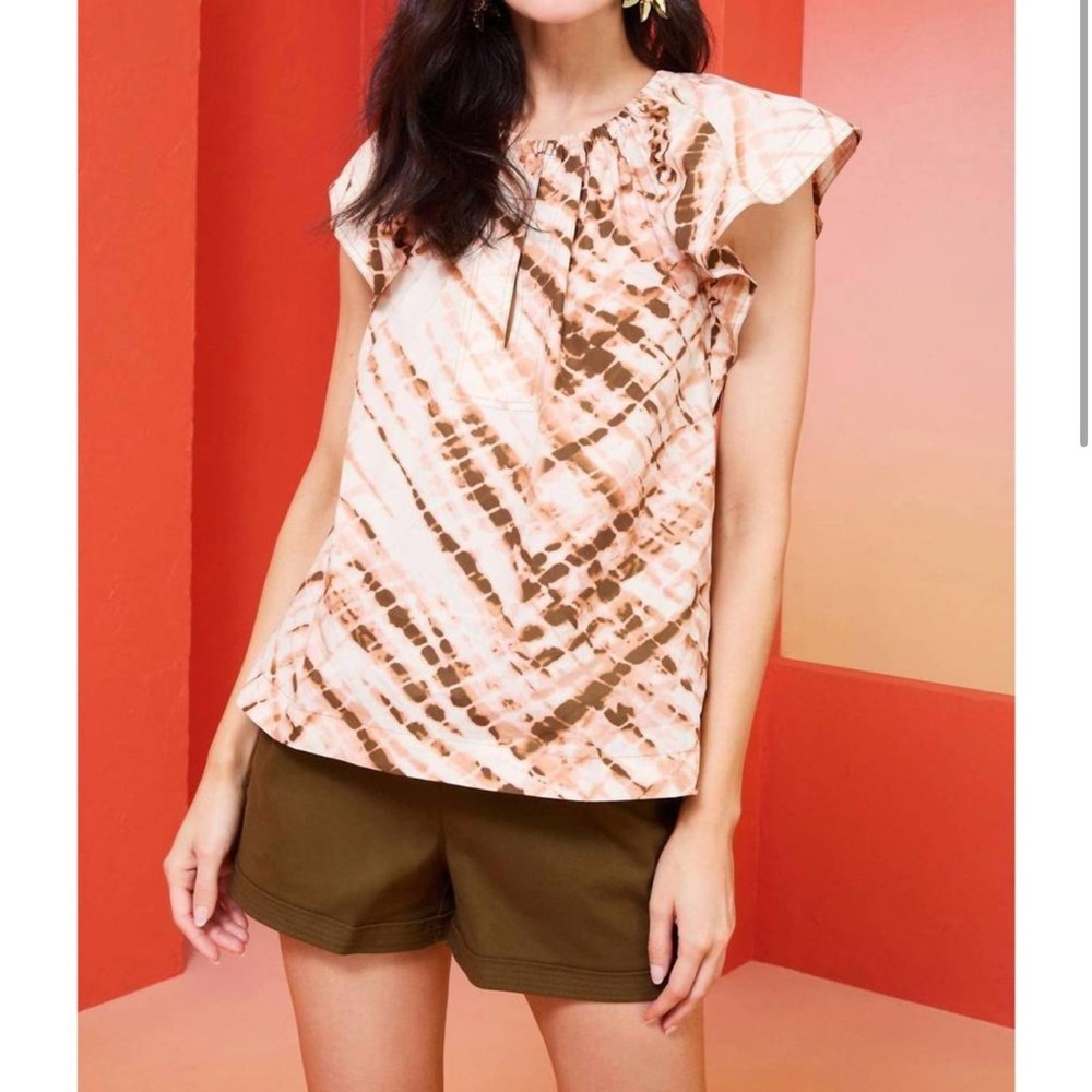 NEW MARIE OLIVER kara top in crosshatch print